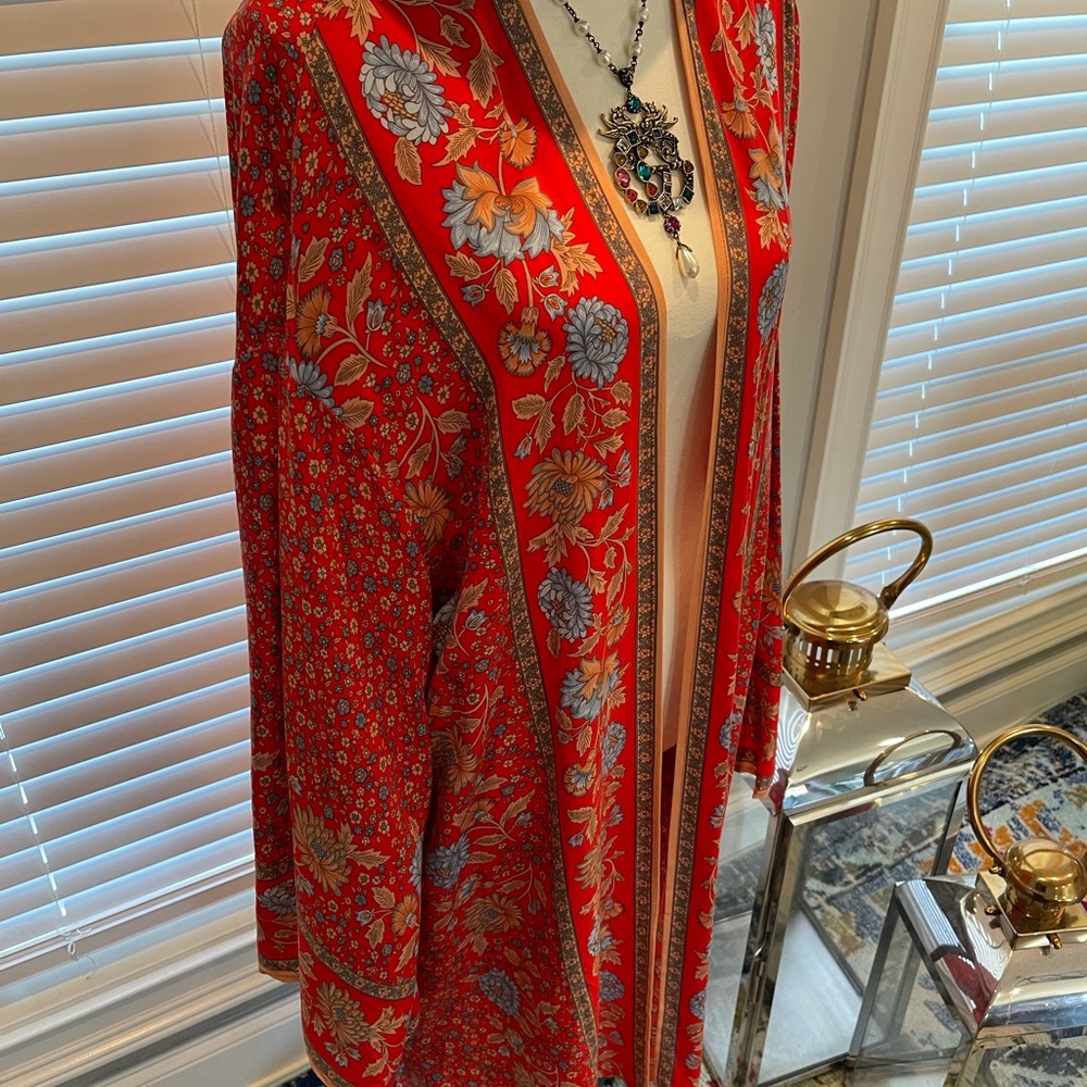 Red Multicolored Kimono Red Aztec Bohemian style kimono. Kimono only - Picture 10 of 15